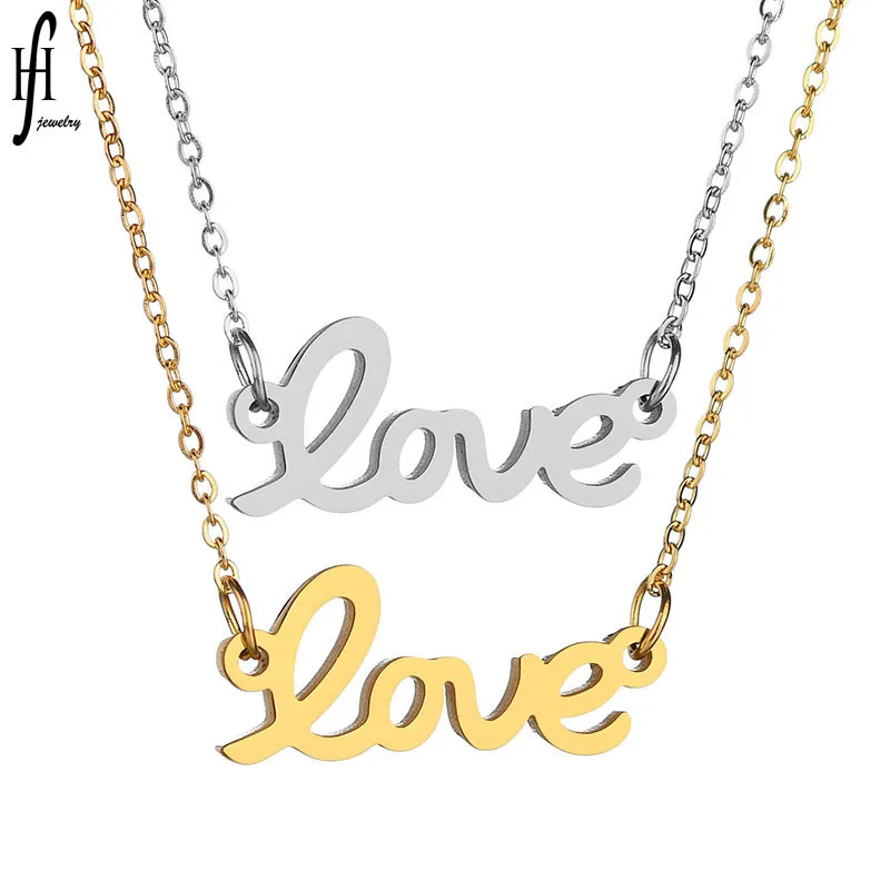 

Korean-style Titanium Steel Necklace Simple Fashion LOVE English Letter Pendant Sweater Chain for a Girlfriend Best Friend Gift