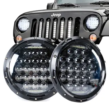 

1 Pair 7 Inch Headlight 70W Round 35W H4 Headlights 5D Lens Combo for Lada Niva Toyota Beetle Fiat Spider