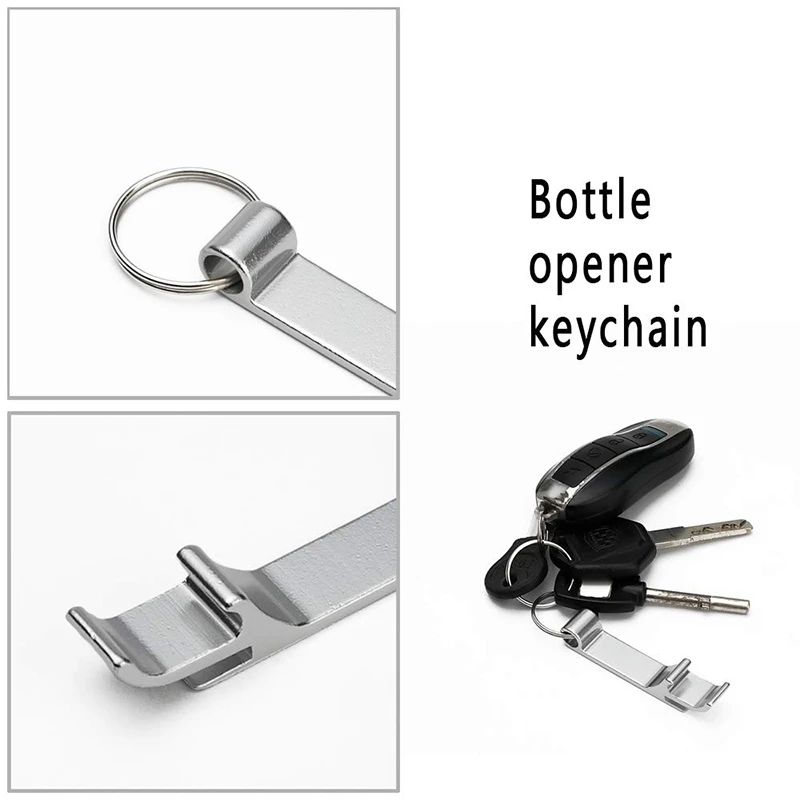 100Pcs Engraving Aluminum Portable Can Opener, Key Chain Ring Opener, Restaurant Promotional Gifts-Silver