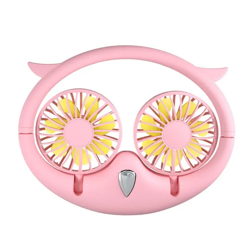 

Owl Lazy Hanging Neck Fan Adjustable 7 Leaf USB Rechargeable Cooling 1200 Ma Mah