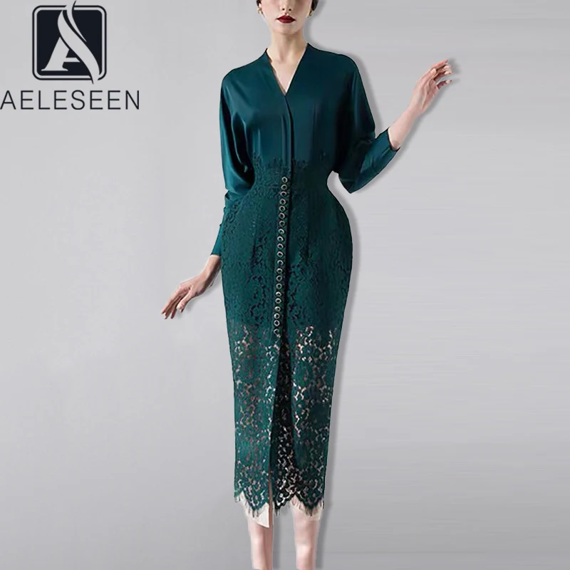 AELESEEN подиумное модное офисное платье женское с длинным рукавом высокое качество
