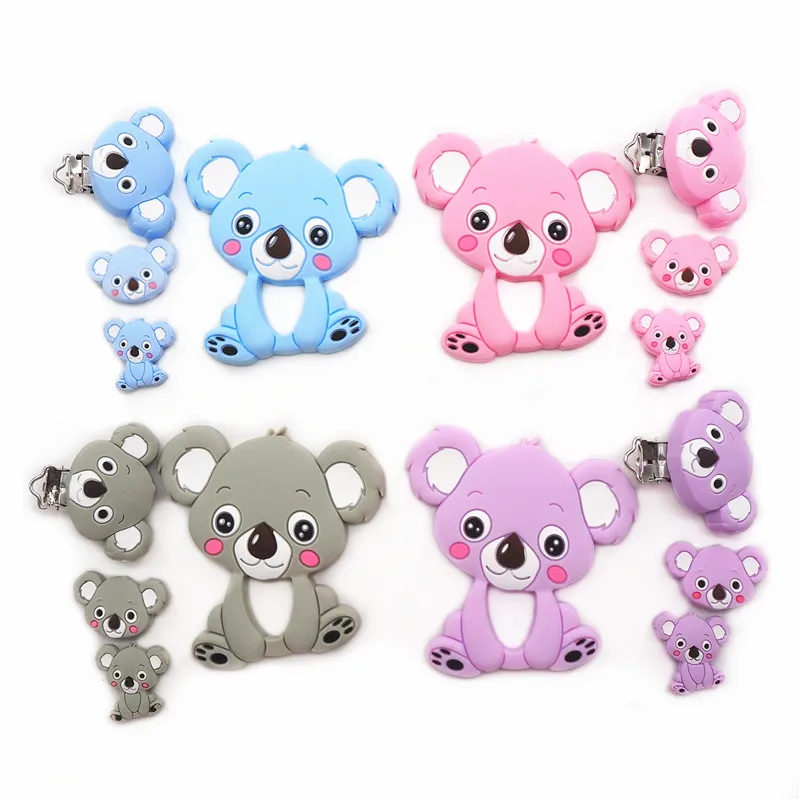 

Chengkai Silicone Koala Teether Beads Clips Set DIY Baby Shower Chewing Pendant Nursing Sensory Teething Pacifier Dummy Toy