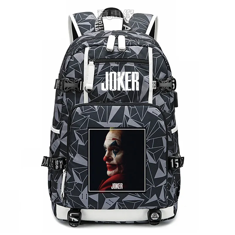 Новинка, рюкзак joker Joaquin Phoenix, сумка для ноутбука, мужские дорожные сумки, USB, Оксфорд, рюкзак - Цвет: 20