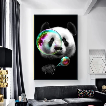 

Cute Panda Canvas Art Posters and Prints Animal Canvas Painting on The Wall Cartoon Pictures for Kids Room Decoration