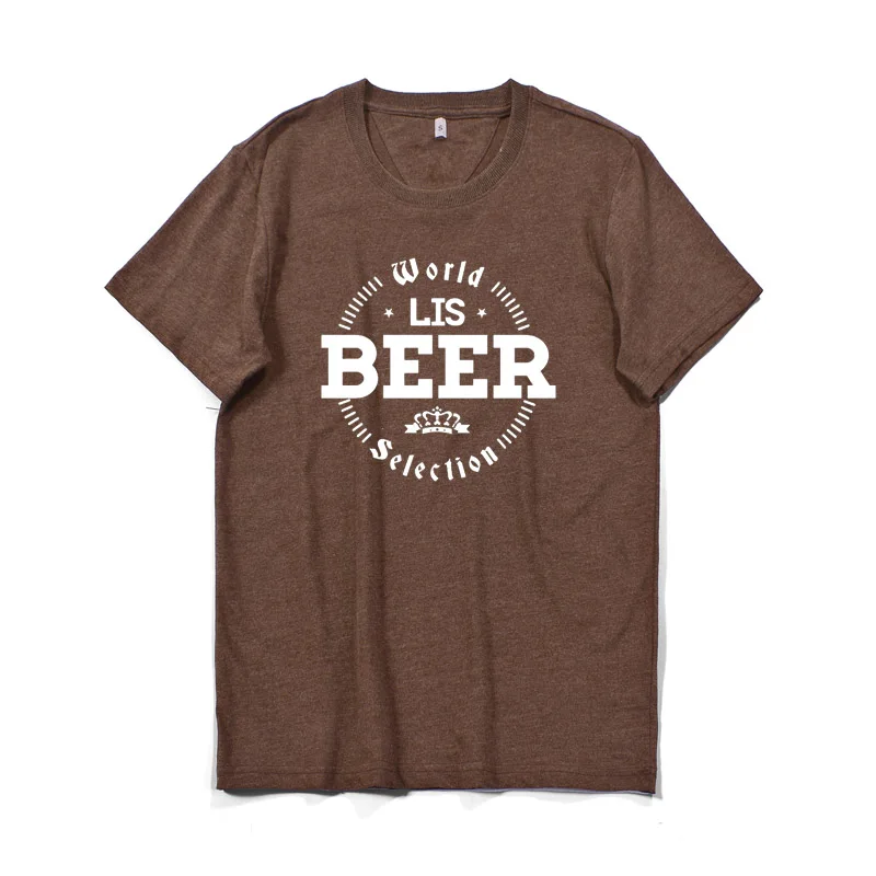 

Fashion Men's Cotton T-shirt Beer Letters Printed Classy Short Sleeve moderno Camiseta O-neck elastic ropa Tops for men