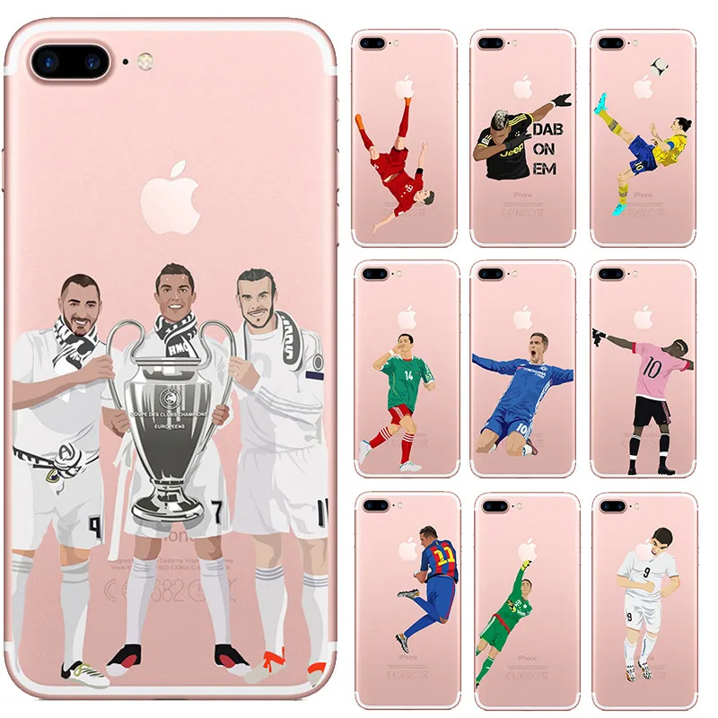 

Cartoon Football Soccer Stars Soft Clear Silicone Phone Cases for Iphone X 10 8 7 6 6S Plus SE 5S Capinha Back Cover Capa Case