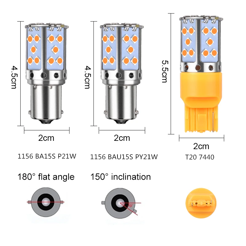 2 шт. 1156 BA15S светодиодный P21W PY21W BAU15S 3030 35SMD лампочки Canbus T20 7440 W21W светодиодный светильник для автомобилей сигнала поворота светильник, желтый, белый