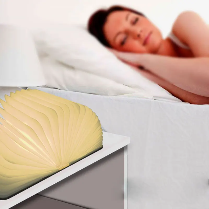 

Book Light,Leather/Wooden Folding Night Light USB Rechargable Book Shape Light Led Table Lamp for Decor,Creative Gift