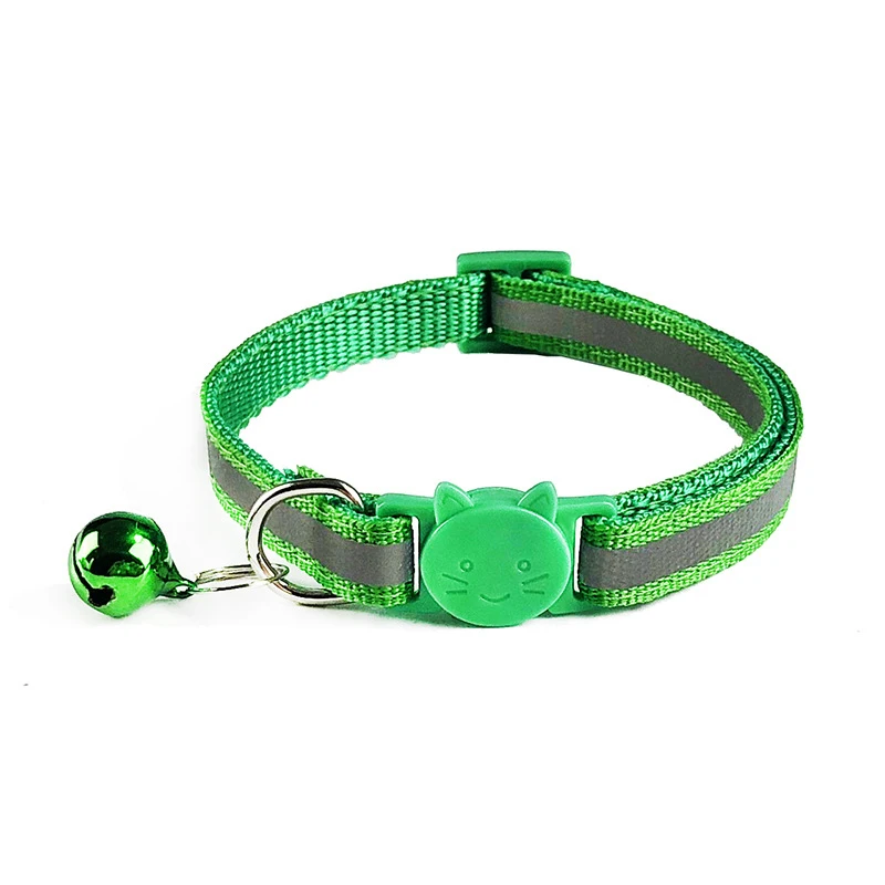 Grass green Модный милый мультяшный ошейник для щенка, регулируемое ожерелье из полиэстера, милый с колокольчиками, с принтом кошки, ожерелье ошейник для собак, поставка - Цвет: Grass green