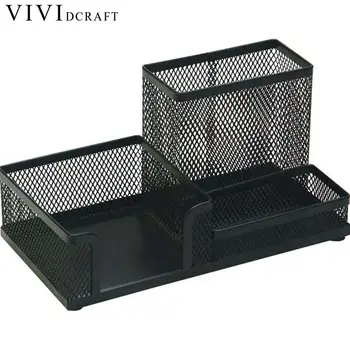 

1Pcs Office Organizer Desk Organizer Metal Stationery Cont Cosmetic Pen Black Office Pencil Round Supplies Holder