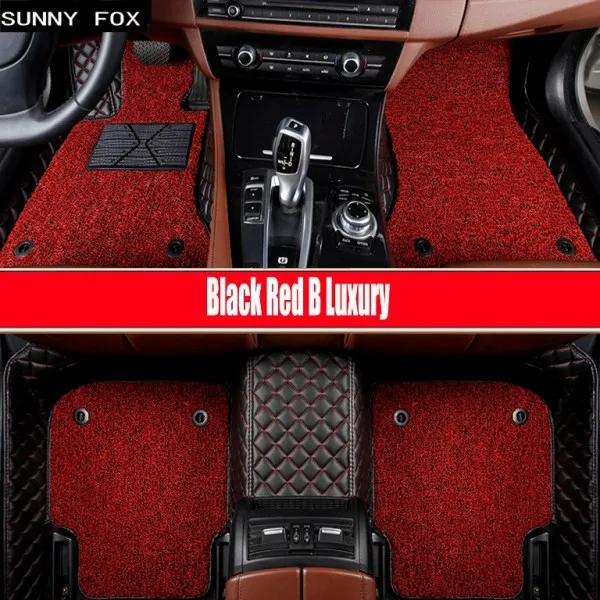 SUNNY FOX автомобильные коврики для Пластиковая пилочка для ногтей RAV4 Mark X Crown Verso FJ Cruiser yaris 5D автомобильный Стайлинг ковер, дорожки, вкладыши - Название цвета: Black Red B Luxury