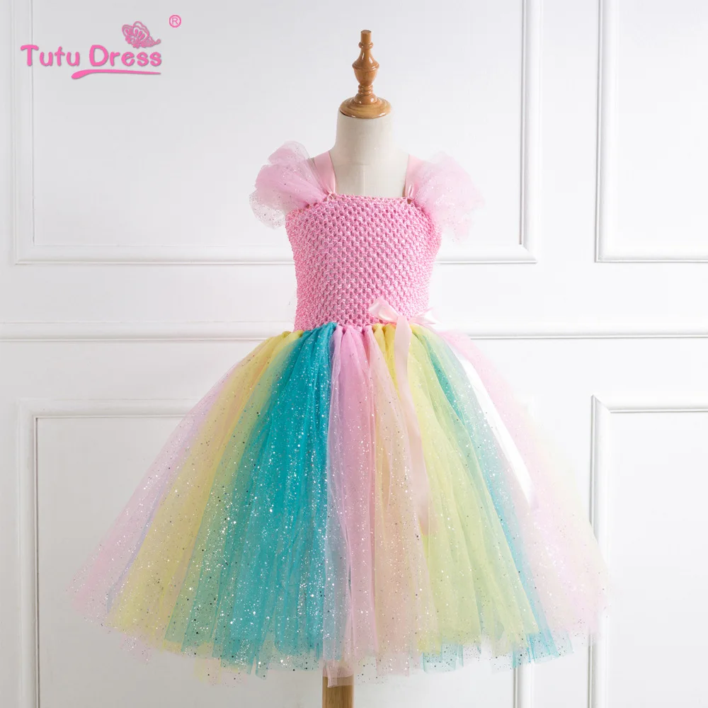 

Halloween New Style Gauze CHILDREN'S Dress Women's Mixed Colors Glittering Powder Princess Dress Tutu Dress Children Dress