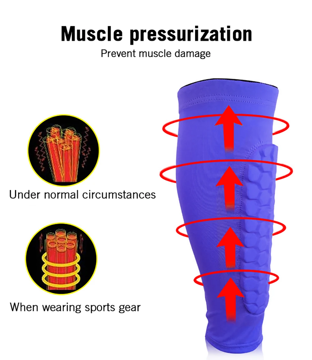 1 нога Щитки на голень для футбола соты анти-столкновения компрессионные гетры Баскетбол ноги голени рукава