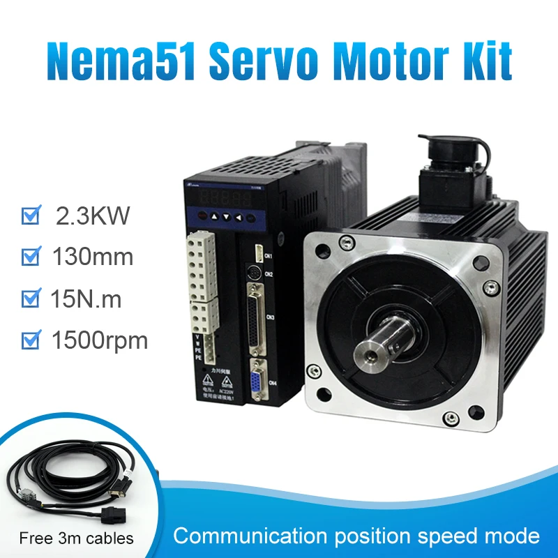 

2.3KW AC Servo Motor 15N.M 10A 1500RPM 130ST-M15015 AC Motor Matched Servo Motor Driver 30A B2 Servo Motor kits for servo
