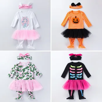 

halloween party baby girls climbing clothing with foot cotton long-sleeved one-piece newborn infant toddler romper overalls