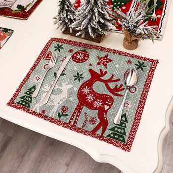 

Merry Christmas Placemat Ornament Durable Dinner Table Placemat Christmas Kitchen Decor For Home Xmas Table Kitchen Accessories