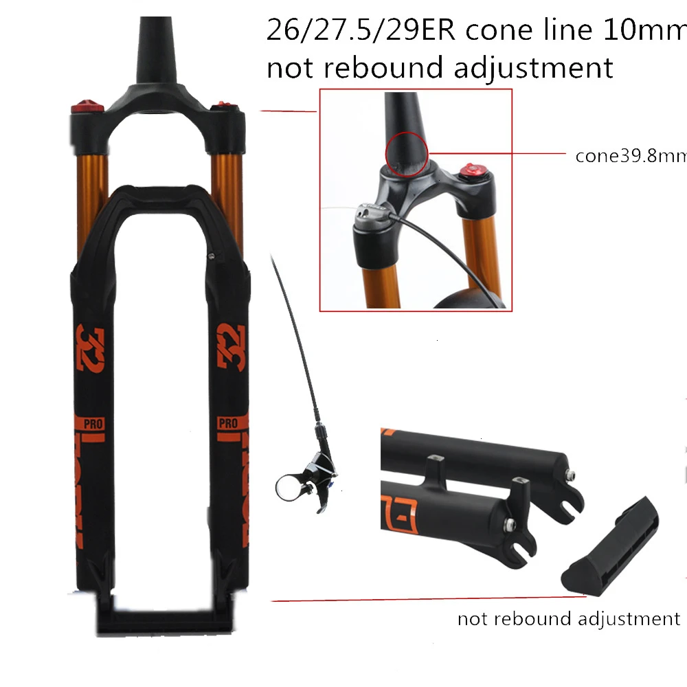 27.5Taper no rebound Велосипедная вилка MTB 26 27,5 29er дюймовая подвеска вилка, замок прямой конический через ось QR быстросъемная Регулировка отскока - Цвет: 27.5Taper no rebound