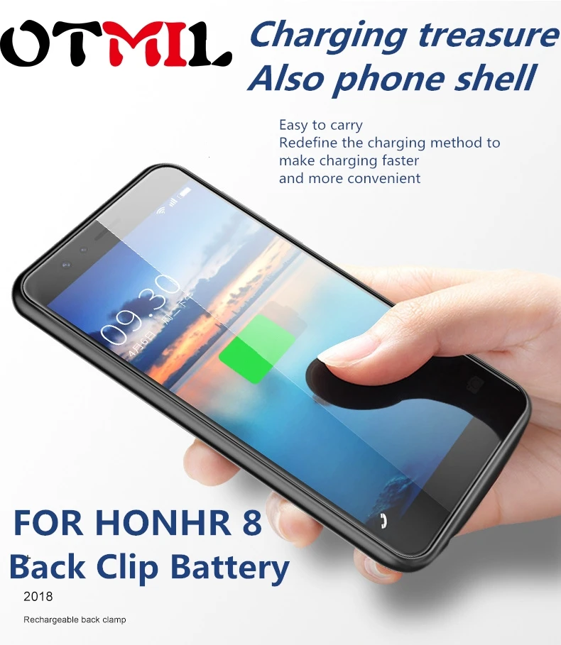 

OTMIL 4700mAh Back Clip Battery Charger Case For Huawei Honor 8 Ultra Slim Power Bank Cover For Honor8 Charging Back Clip