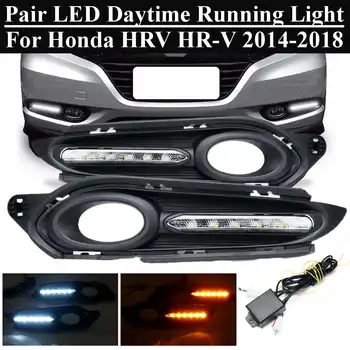 

Pair LED DRL Daytime Running Lights Lamps For Honda for HRV for HR-V 2014 2015 2016 2017 2018 w/fog light lamp hole 2/3colors