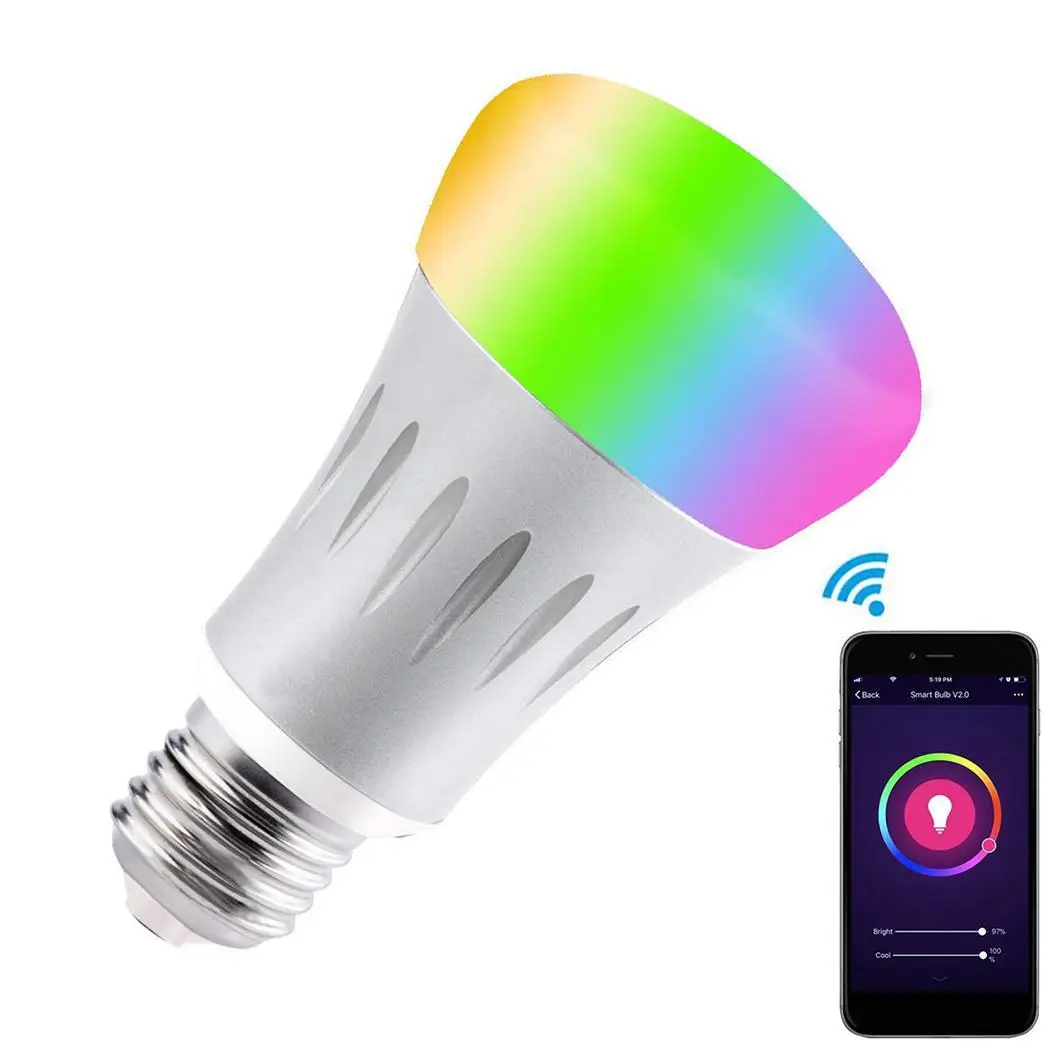 

Wifi Smart LED Light Bulb E27 700lm HTH-YW004-1 Multi-colored Smartphone 7W Controlled Wi-Fi 2.4GHz RGB+W