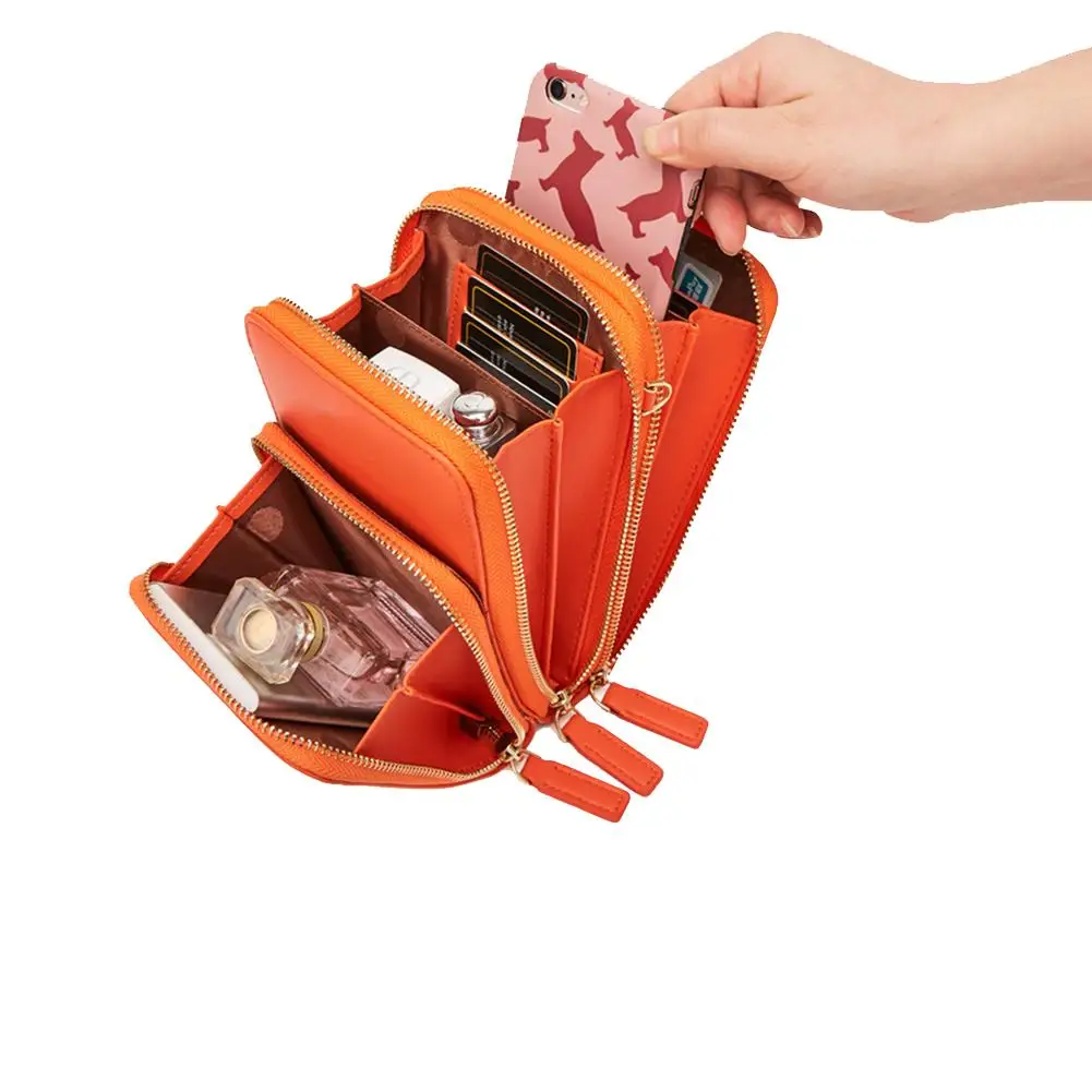 

Fashion Simple PU Wallet Solid Color Large Capacity Mobile Phone Bag Multi-Function Single Shoulder Multi-Card Wallet Messenger