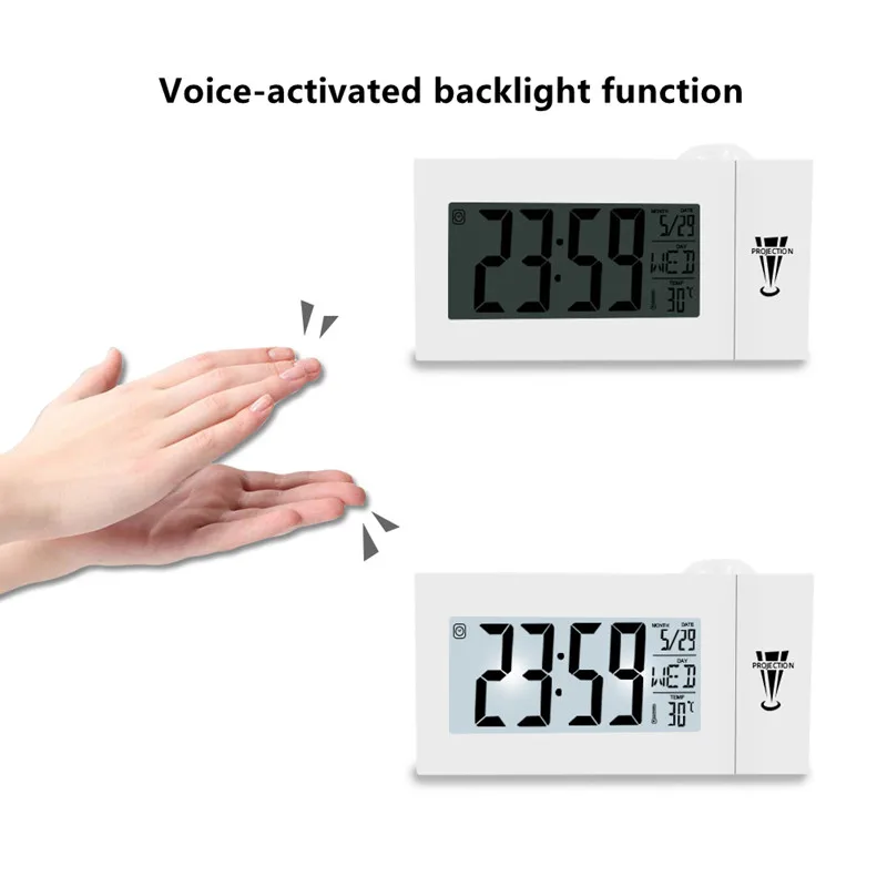 USB цифровой проекционный Будильник Метеостанция температура стол Время Дата дисплей проектор календарь Пробуждение настольные светодиодные часы