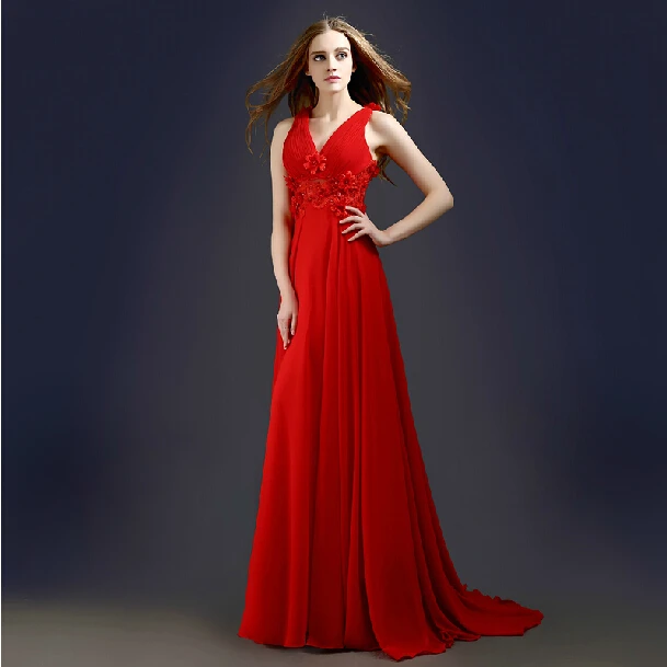 Вечерние платья с v-образным вырезом и цветами, новинка года, женские вечерние платья красного цвета из шифона, элегантные платья для матери невесты