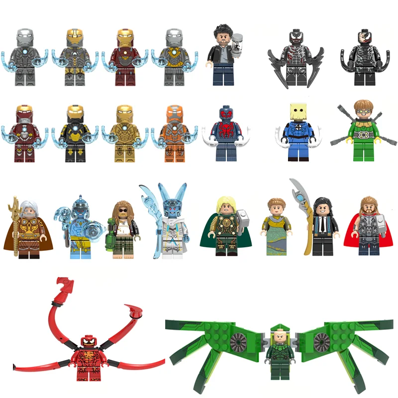 

Super Heroes Single Sale Building Block Figures IRON MAN SPIDERMAN RIOT Bricks Toys for Children Compatible with LEgOINGs