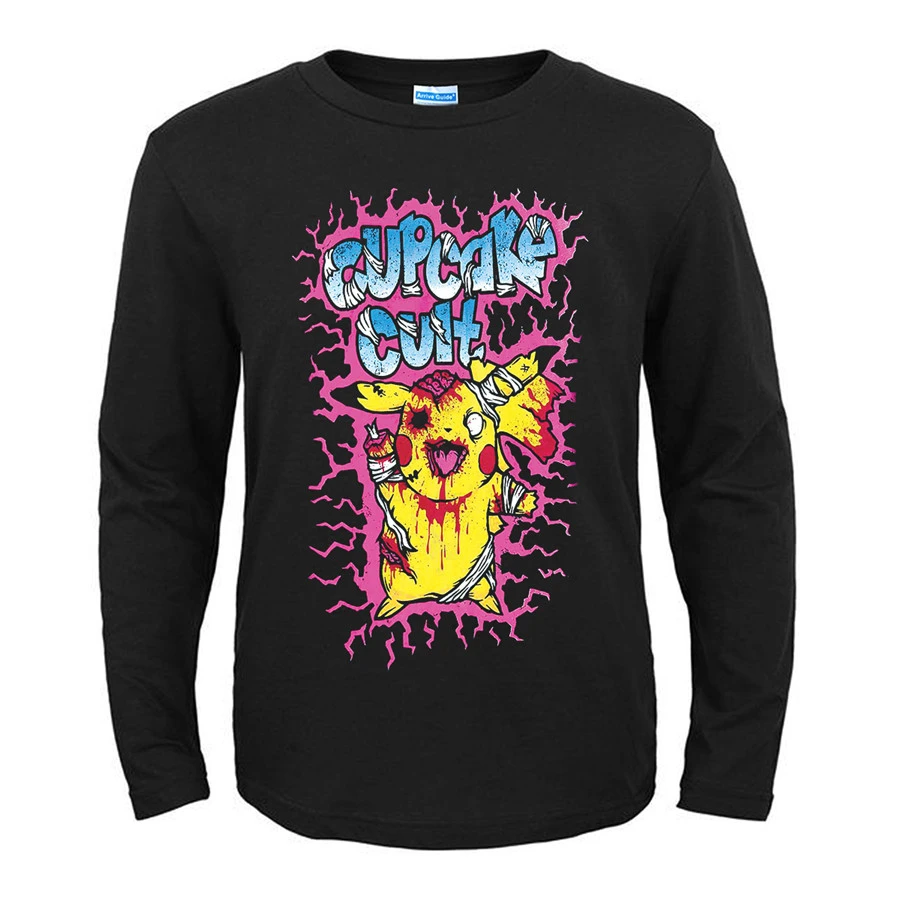 3 designs cupcake cult Gamer Rock Brand men women full long sleeves shirt  3D Hardrock heavy Dark Metal 100%Cotton skateboard