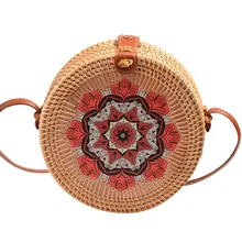 Модный Национальный стиль ручной работы плетёная ротанговая сумка через плечо с изысканным принтом женская сумка-мессенджер Женская Спортивная одежда Мужская