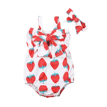 

Pudcoco Newborn Baby Girl Strawberry Romper Jumpsuit Outfits Clothes Toddler Summer Sunsuit Baby Children Clothing Playsuit