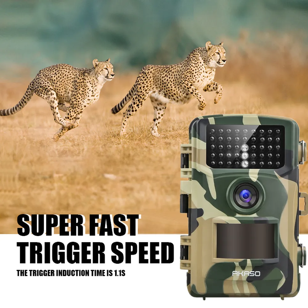 

AKASO 2019 NEW TC04 Trail Camera 14MP 1080P Wild Life Hunting Scout Cam IP66 Waterproof Night Vision Camera 2.4 '' LCD IR LED