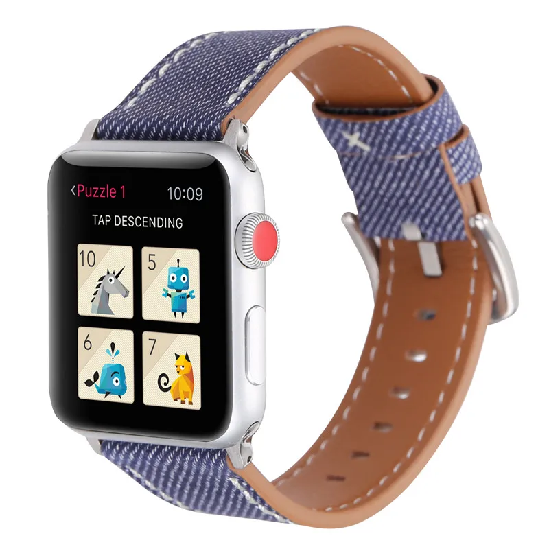 Джинсовые сменный ремешок для наручных часов Apple Watch 44/40 мм длина браслета спортивный браслет Повседневное браслеты для наручных часов iWatch