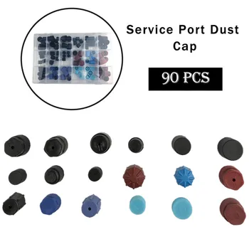 

90PC Universal A/C R134a R12 Service Port Valve Dust Cap High / Low Side Air Conditioning Pipeline Replacement Dust Cap Set