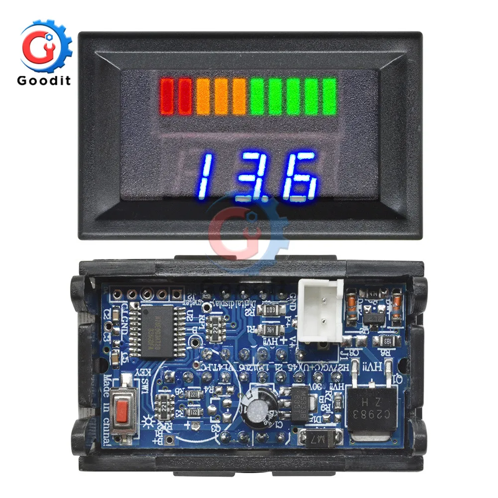СВЕТОДИОДНЫЙ цифровой дисплей Вольтметр DC 7-100V Красный Синий Мини-измеритель напряжения вольт Панель тестера Автомобили Мотоциклы автомобили DC 12V 24V 48V