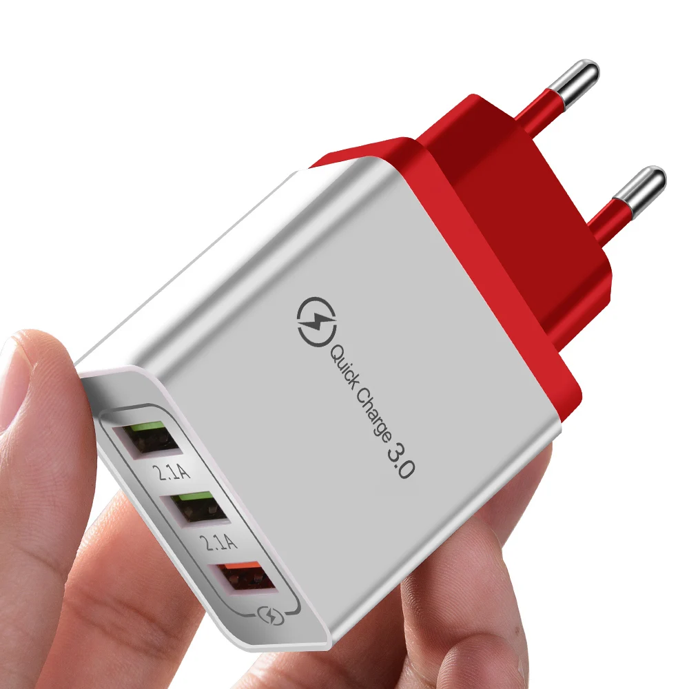 Red Зарядное устройство Olaf USB для samsung A70 Quick Charge 3,0 быстрое зарядное устройство для huawei P20 lite QC 3,0 зарядное устройство для мобильного телефона 5V 3A для iPhone - Тип штекера: Red