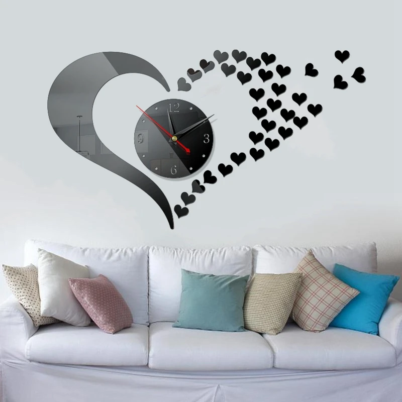 

Large Quartz Wall Clock 3D DIY Silent Acrylic mirror Wall Digital Clock Wall Decorations Living Room Wall Ornament