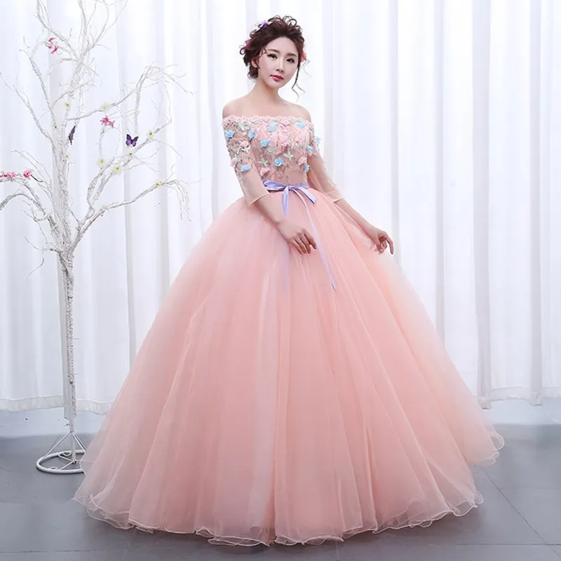 Vestidos Quinceanera 15 Anos бальные Платья пышные платья новое платье для выпускного вечера с аппликацией для вечерние платья с v-образным вырезом Vestido 0008