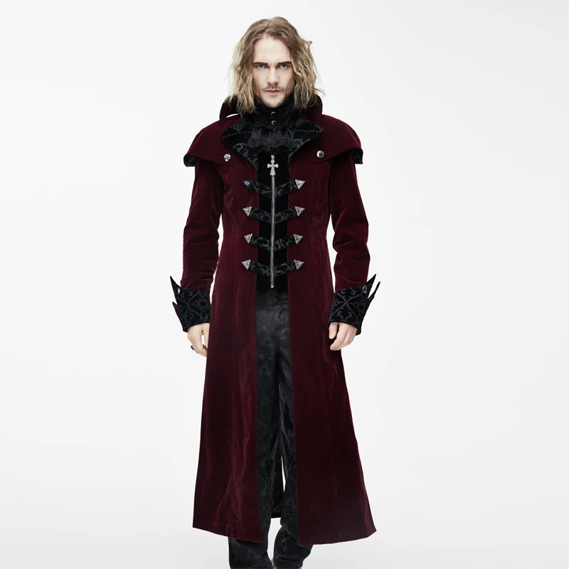 

Devil Fashion Men's Steampunk Retro Party Long Jackets Fashion Punk Style Casual Thick Overcoats Men Stage Perform Costume