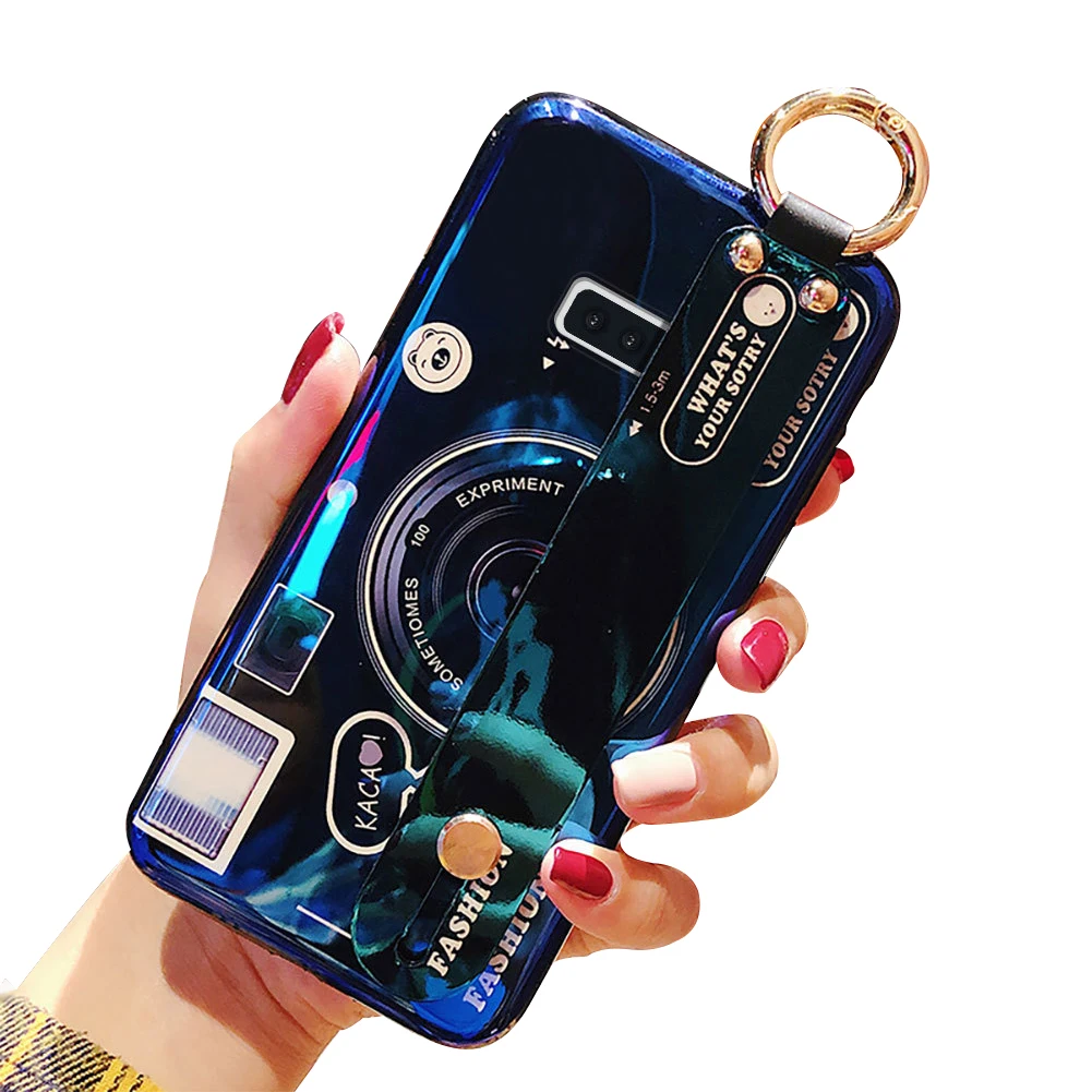 

Retro Camera Wristband Phone Case For Samsung Galaxy Note 10 Plus Soft TPU Back Shell Cover For Samsung Note 9 Shockproof Coque