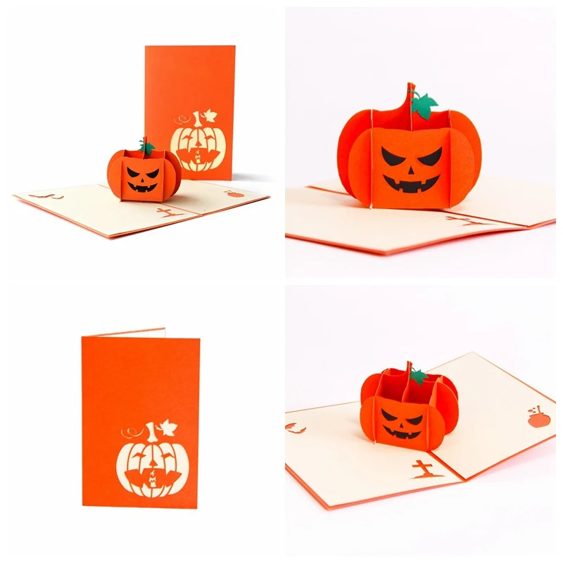  Angry Pumpkin Halloween 3D Pop-up Greeting Card Holiday Invitation Card Card Envelope Included - 4000542534281