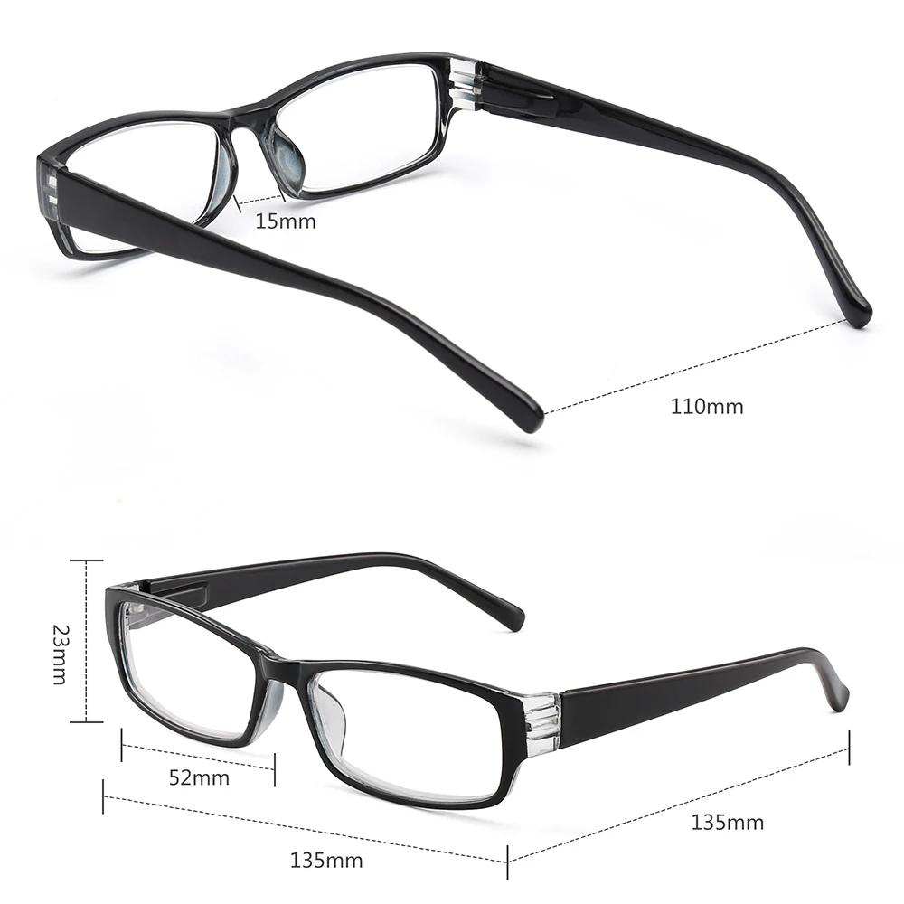 JM Rectangle Women Men Reading Glasses Spring Hinge Magnifier Diopter Presbyopic Reading Glasses Square