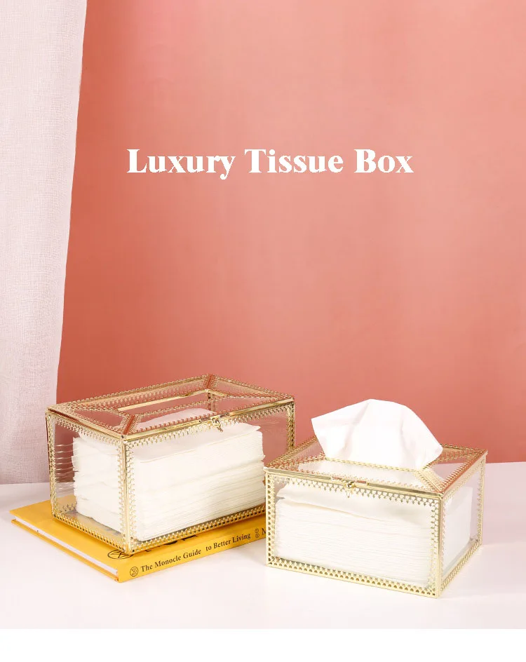 boîte de mouchoirs jetables en verre de luxe nordique conteneurs de rangement de toilette de organisateur de décoration de maison