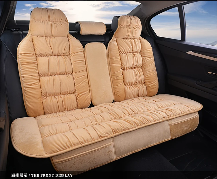 Теплый чехол для автомобильного сиденья, универсальная зимняя плюшевая подушка из искусственного меха, материал для автомобиля, переднее и заднее сиденье, защита спинки, коврик