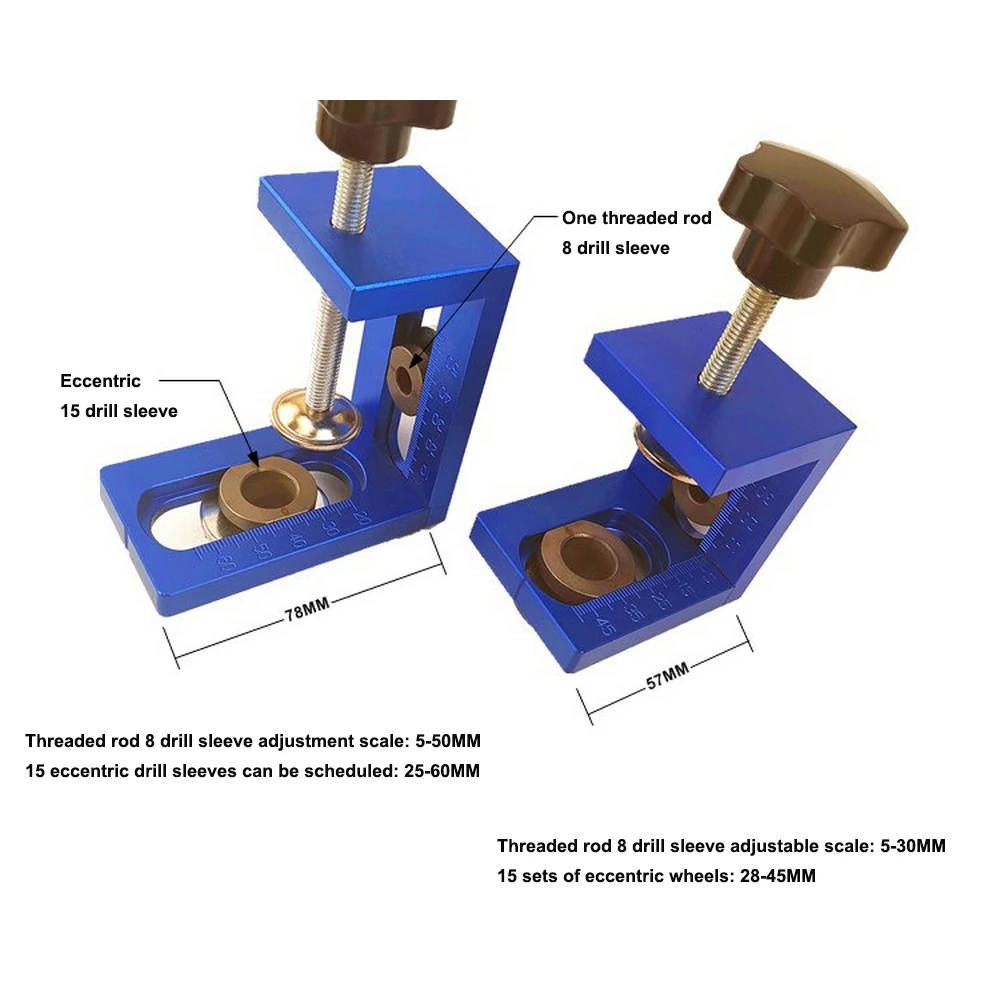 

Punch locator 2-in-1 3-in-1 8/15mm drill bit pocket hole fixture position tool adjustable Locator Wood Drilling Woodworking Tool