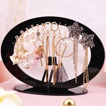 Стеллаж для ювелирных изделий акриловый сердце/прямоугольник/Овальная Форма Серьги Подставка-органайзер для хранения