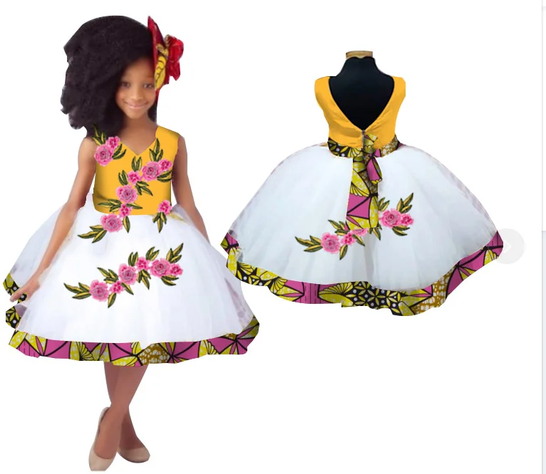 Платье в африканском стиле для девочек, платье принцессы без рукавов, платья в африканском стиле Danshiki, детское кружевное платье с принтом для девочек, можно изготовить по индивидуальному заказу