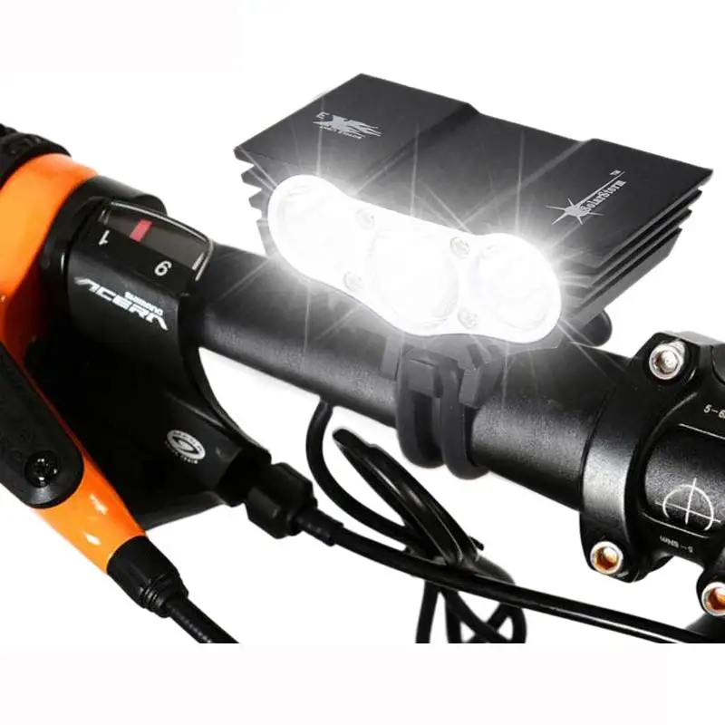 Meilleur Lumière de vélo étanche 3xT6 LED phare de vélo avant 4 Modes lampe de cyclisme de nuit de sécurité + batterie Rechargeable + chargeur