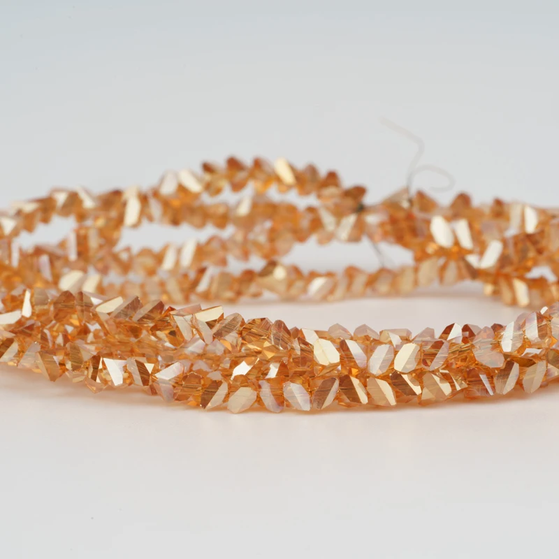 4mm 150pcs transparent orange crystal beads triangle glass beads string