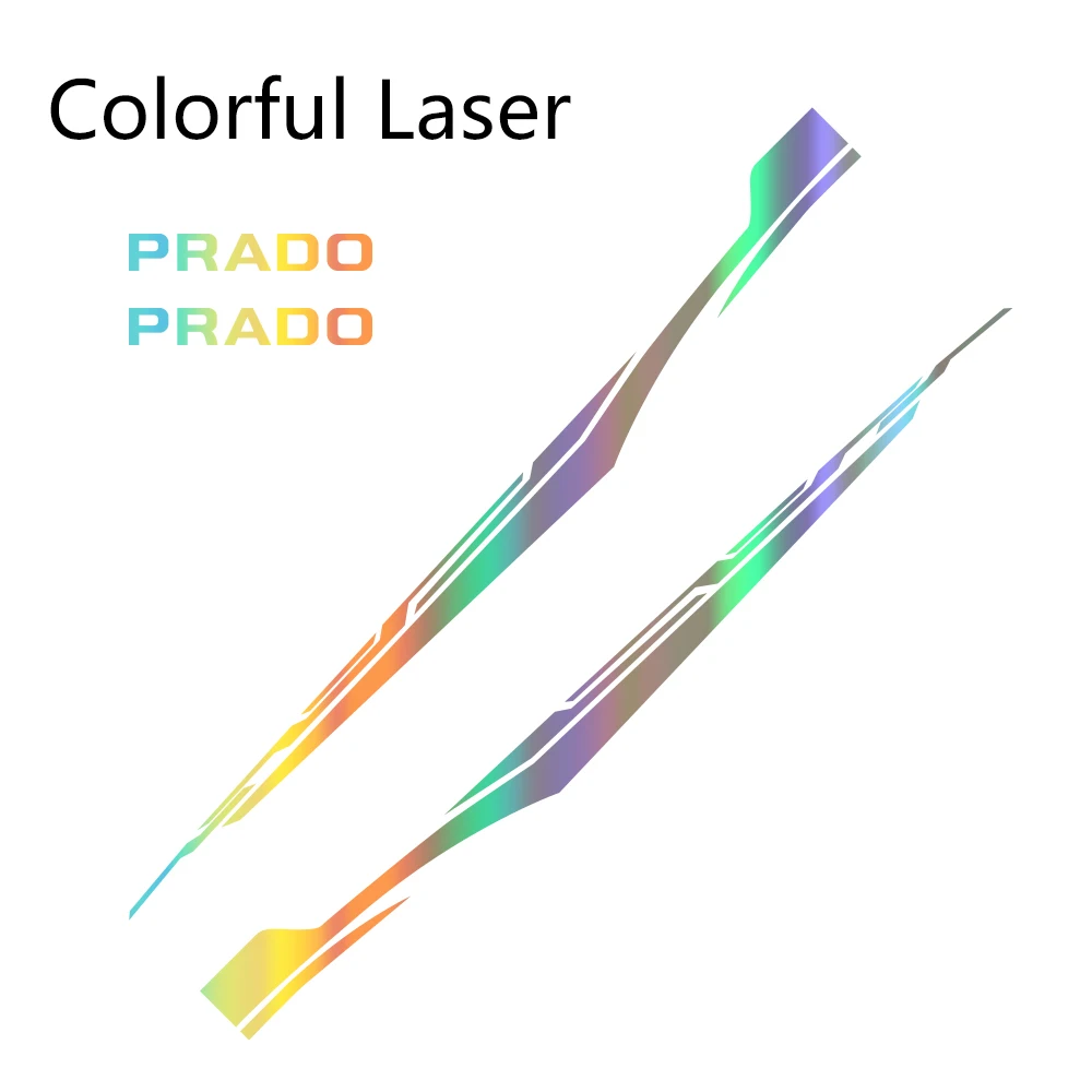 Colorful Laser 2 шт. виниловые наклейки на машину, пленка для автомобильной двери, боковой стиль, спортивные гоночные наклейки для автомобилей Toyota Prado, DIY, аксессуары для тюнинга автомобиля - Название цвета: Colorful Laser